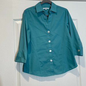 Foxcroft Womens Wrinkle Free Button Down Shaped Cotton Blend Shirt Size 8